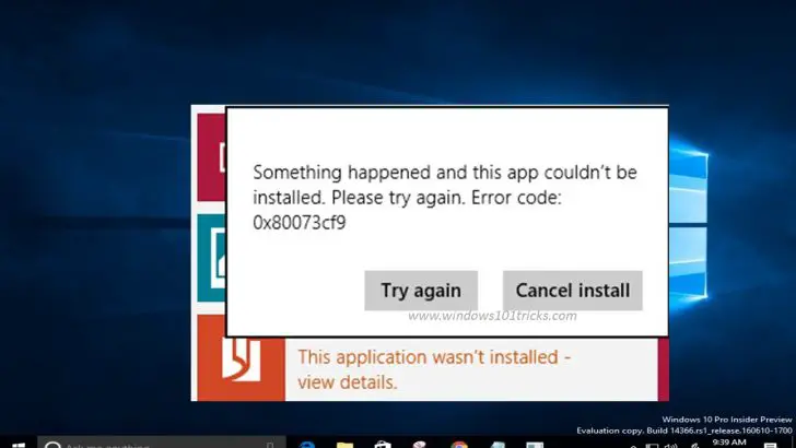 5 Soluzione "0x80073cf9" Errore di archiviazione di Windows 10