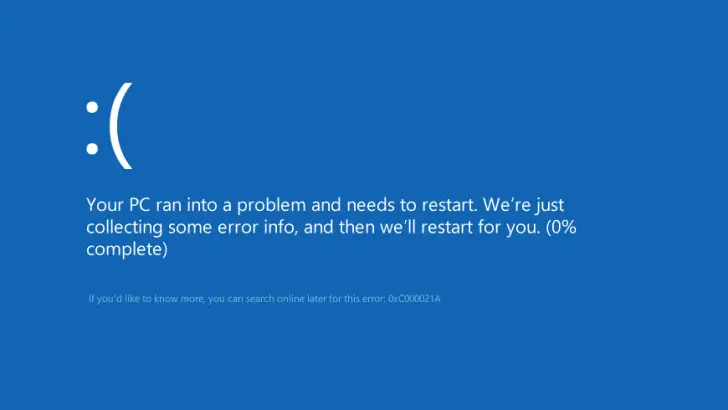 修復Windows 10、8和7上的0xc000021a錯誤