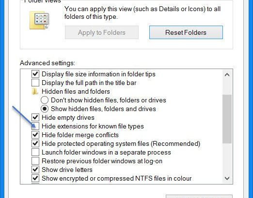 Cómo mostrar extensiones de archivo en Windows 10, 8, 7