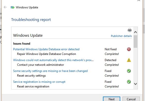 Выяўлена патэнцыйная памылка базы дадзеных Windows Update [выпраўленне памылкі]