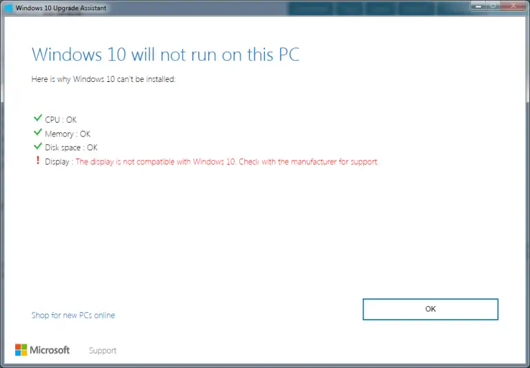 顯示器與Windows 10不兼容