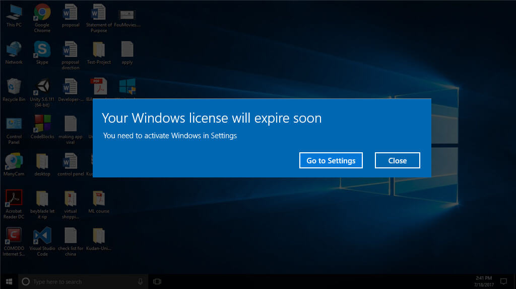 您的Windows許可證即將過期