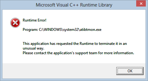 Windows 10上的atibtmon.exe運行時錯誤
