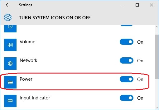 打開Windows 10中缺少的電源選項電池圖標