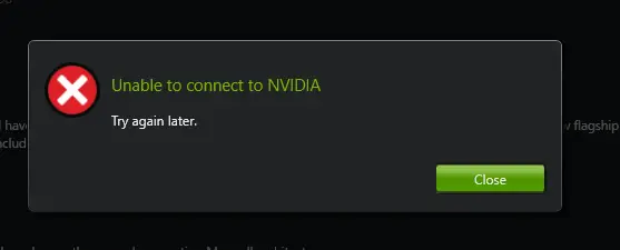 無法連接至NVIDIA 請 稍 後 再試