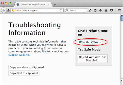 在Mac電腦上刷新Firefox