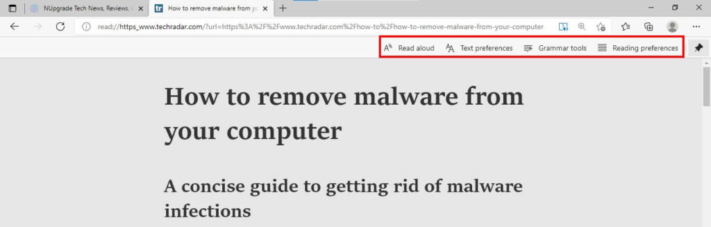 Як уключыць пашыраны рэжым чытання ў Microsoft Edge - дадатковыя налады чытання