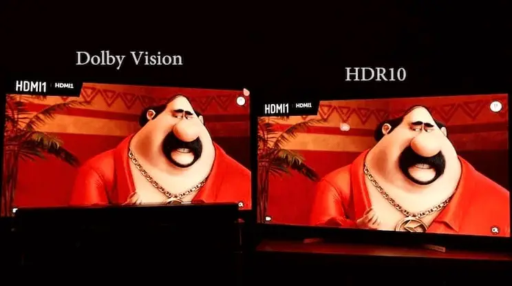 請注意，杜比視界 (Dolby Vision) 圖像中角色臉頰的外觀更自然，但與 HDR10 相比，這是一個幾乎不可察覺的細節
