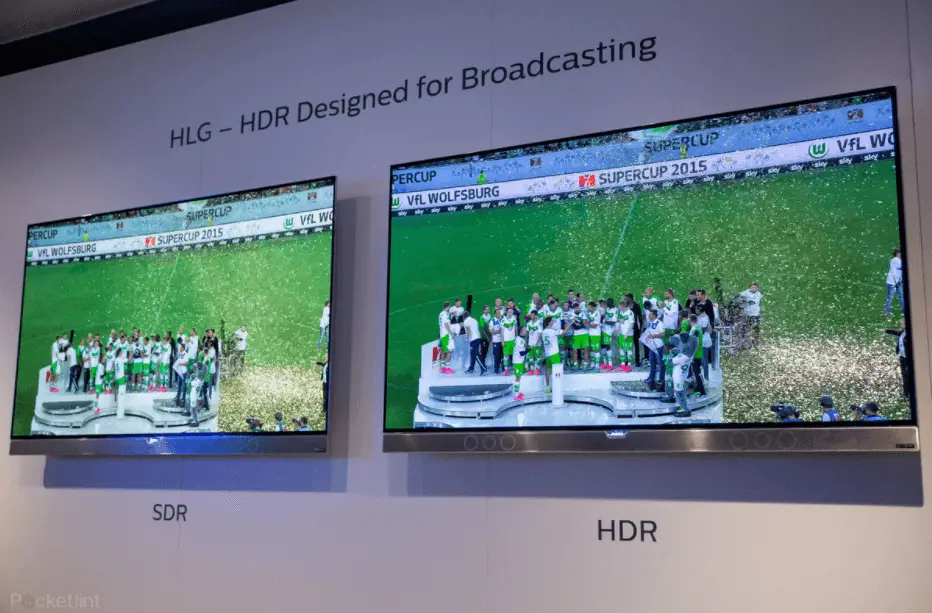 HDR HLG 是實時流媒體的理想選擇，並且可以顯示具有亮綠色的草坪，如圖所示