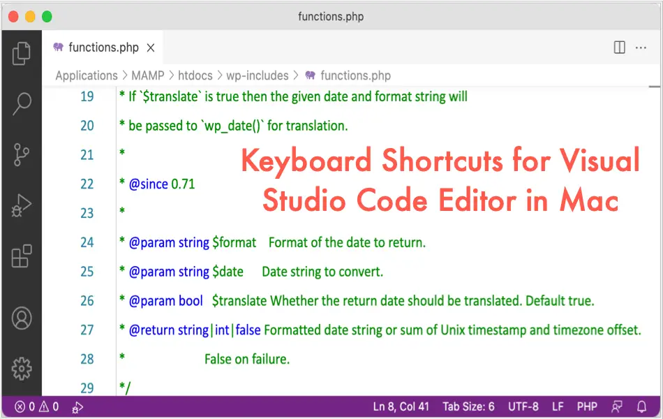 Mac 中 Visual Studio 代碼編輯器的鍵盤快捷鍵