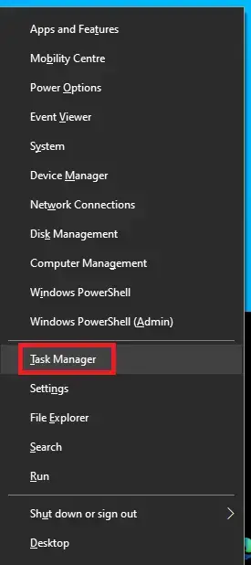 Apri task manager