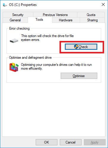 Verificare hard disk Windows