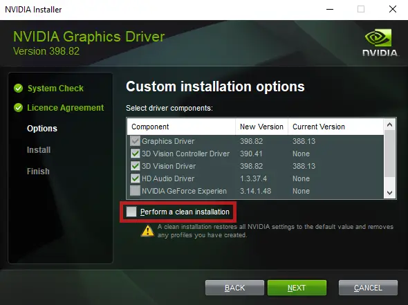 執行 nvidia 驅動程序的全新安裝