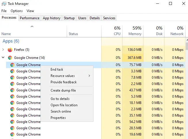 如何結束 Google Chrome 的任務進程