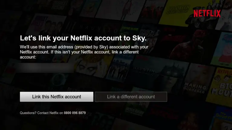 單擊以將 Netflix 與 Sky Q 鏈接