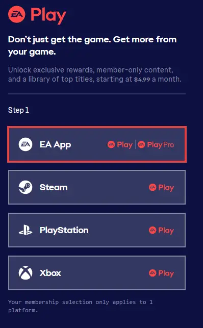 從菜單列表中選擇 EA App
