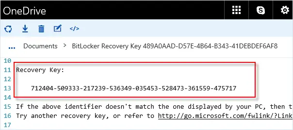 在 Microsoft 帳戶上查找 BitLocker 恢復密鑰