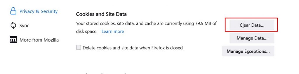清除 Firefox 瀏覽器上的緩存 