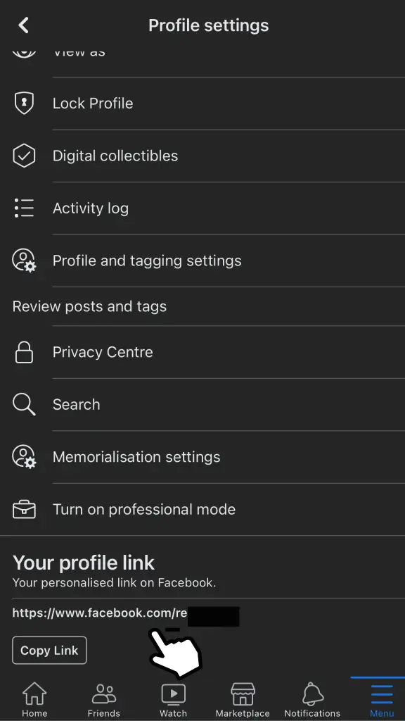 Facebook 個人資料鏈接