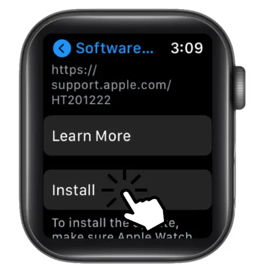 單擊“安裝”以更新 Apple Watch