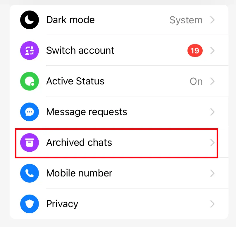 Messenger 上的存檔聊天記錄