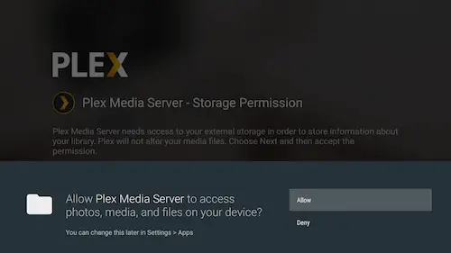 允許 Plex 訪問 Shield TV 上的媒體