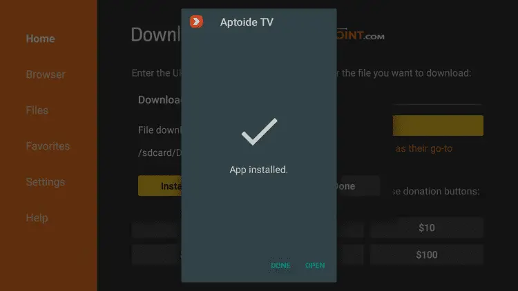 Firestick 上的 Aptoide TV