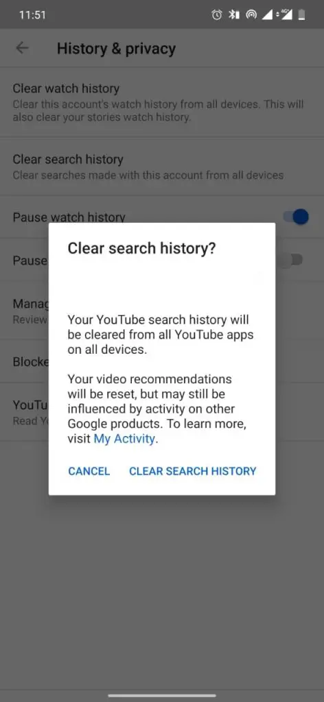 刪除 Youtube 上的搜索歷史記錄