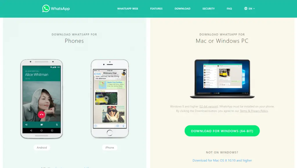 在 Windows 和 Mac 上下載 WhatsApp