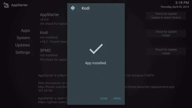 使用 AppStarter 在 Firestick 上使用 Kodi