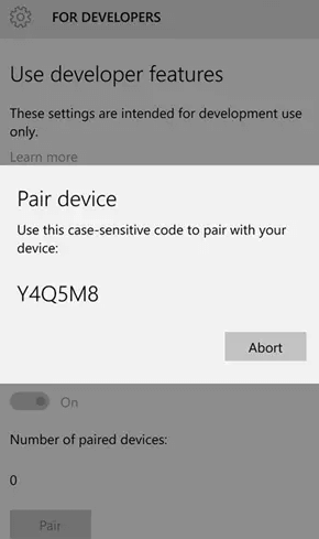 記下配對代碼 - 如何在 Windows Phone 上安裝 Android 應用程序