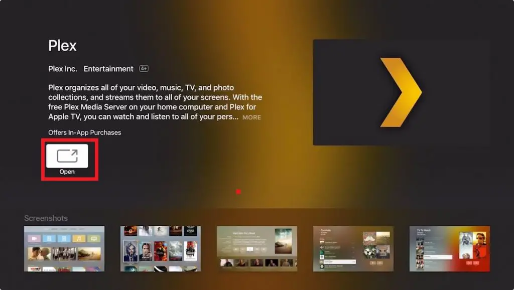 在 Apple TV 上打開 Plex 應用
