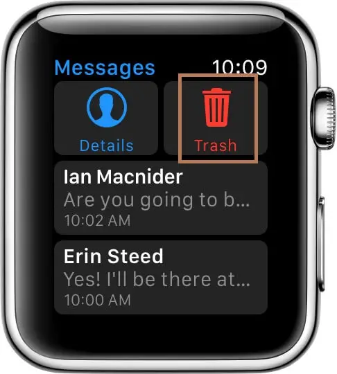 刪除 Apple Watch 上的消息的垃圾桶