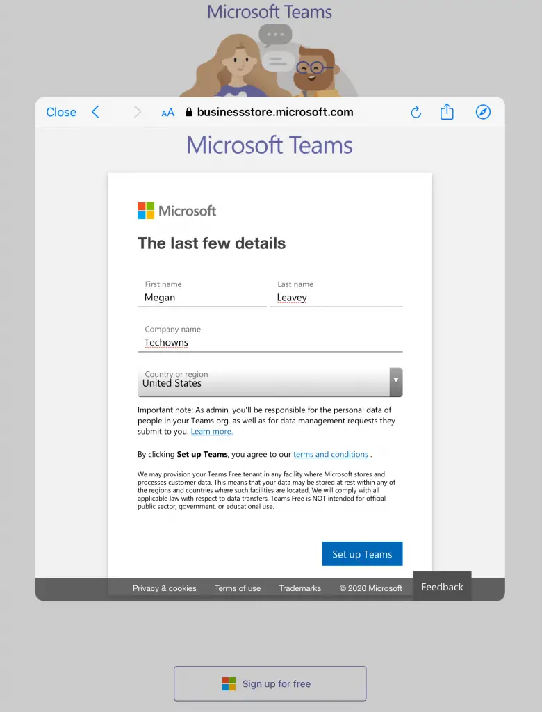 註冊 Microsoft Teams