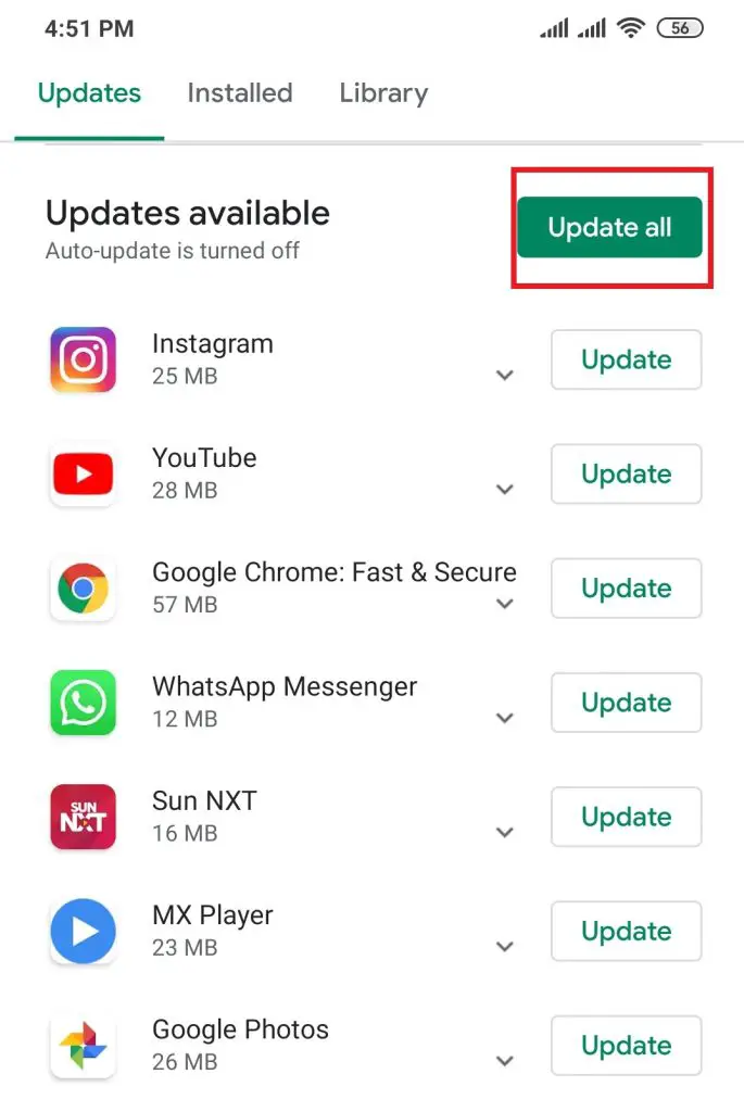 手動更新所有 Android 應用
