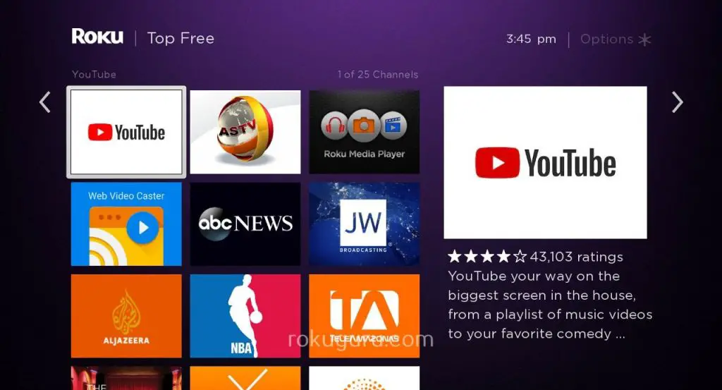 Roku 上的 YouTube