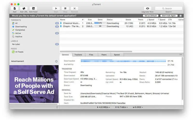 uTorrent - 適用於 Mac 的最佳 Torrent 客戶端