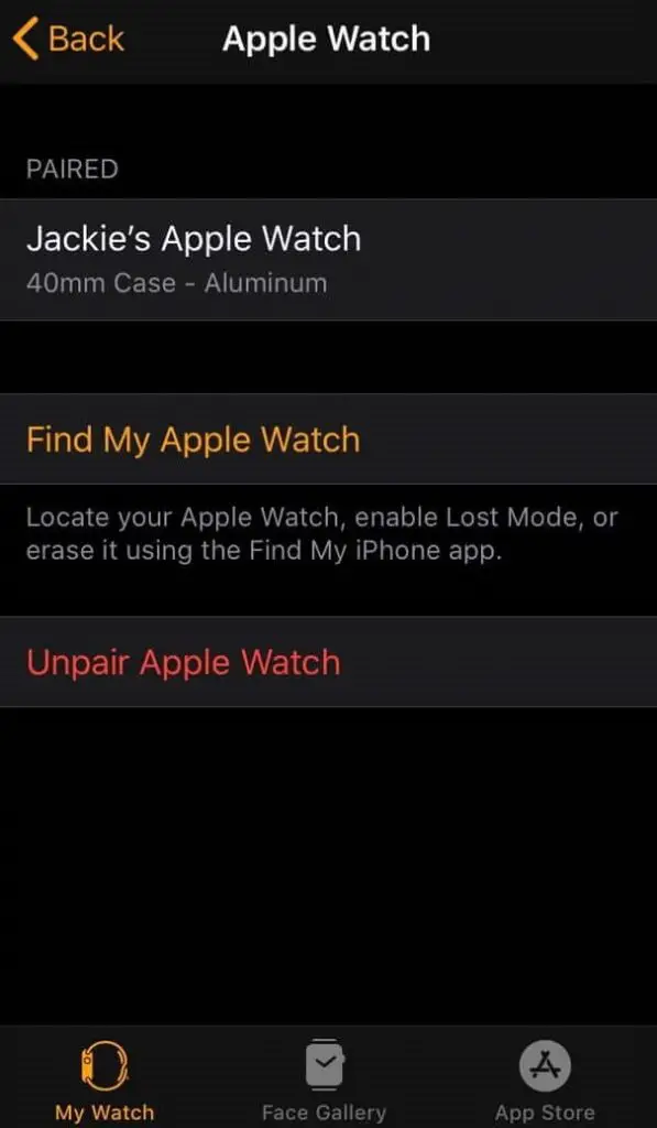 取消 Apple Watch 與 iPhone 的配對