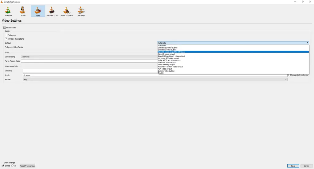 Desative a aceleração de hardware para Chromecast VLC