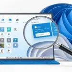 Windows 11 桌面顯示磁盤管理工具的位置，並標示出各種訪問方式