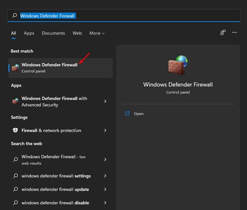 輸入Windows Defender防火牆