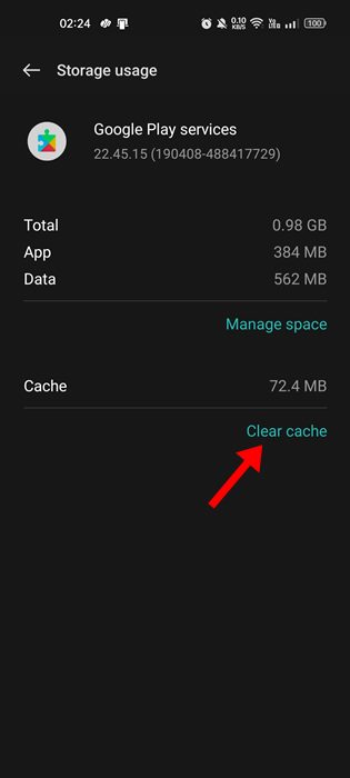 清除Google Play服務的緩存