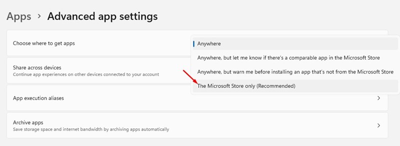 “僅Microsoft Store”。
