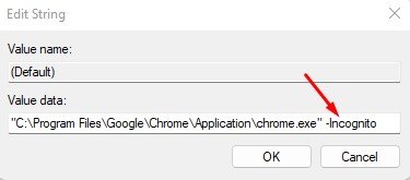 “ C：\ Program Files \ Google \ Chrome \ Application \ Chrome.exe” -incognito