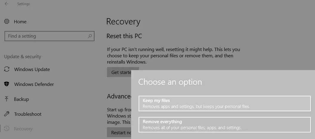重置您的PC