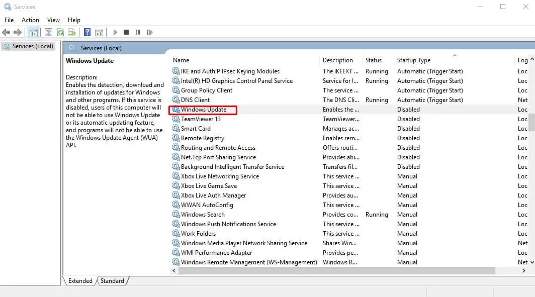 重新啟動Windows Update服務