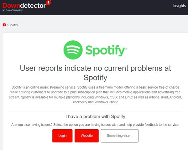 檢查Spotify是否下降