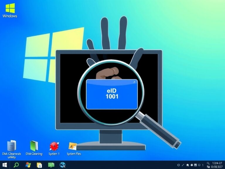 Windows電腦顯示錯誤代碼「事件ID 1001」，用戶正在使用工具排查問題的圖像。