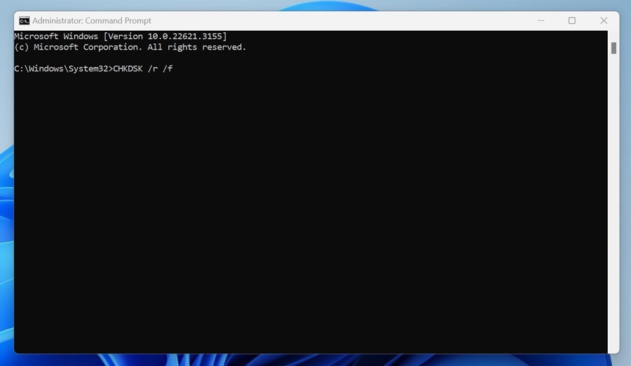 chkdsk /r /f