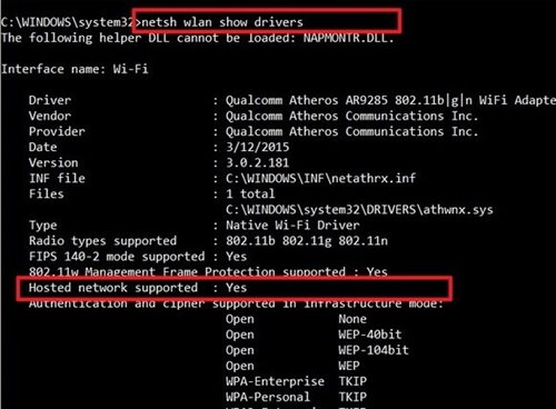 Netsh WLAN Show Drivers命令